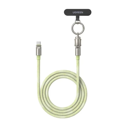 UGREEN L508 USB-C – USB-C kábel so šnúrkou na krk 1,2 m 60 W, zelený - 3