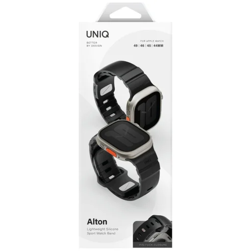 UNIQ Alton szilikon óraszíj Apple Watch 49/46/45/44 mm-hez, fekete - 5