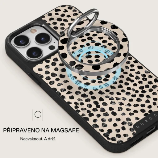 Burga magnetický prstencový držiak na telefón, strieborný – mandľové latte - 4