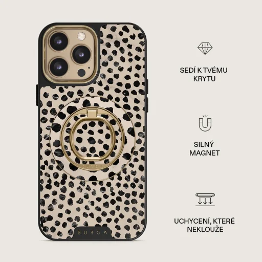 Burga magnetický prstencový držiak na telefón, zlatý – mandľové latte - 2