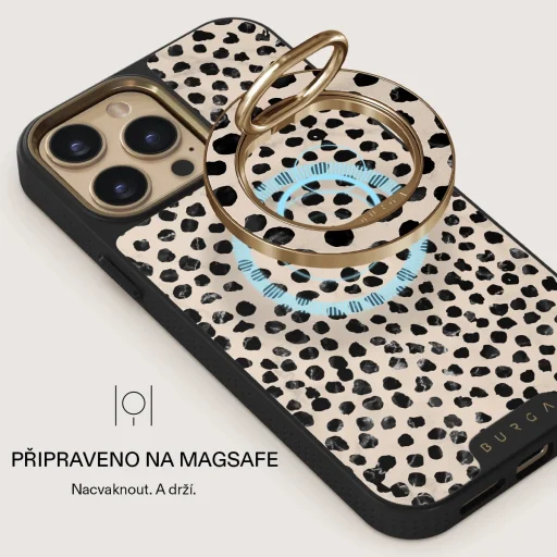 Burga magnetický prstencový držiak na telefón, zlatý – mandľové latte - 4