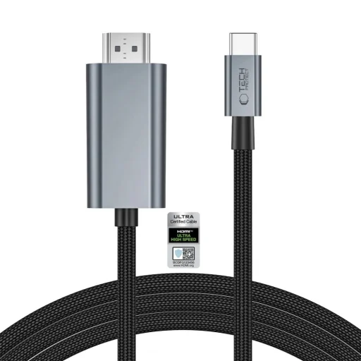 TECH-PROTECT Ultraboost  kábel USB-C - HDMI 2.1 8K 60HZ 200cm vasszürke - 1