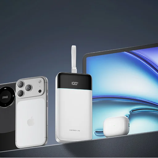 Cuktech LPB252N 25 000 mAh 120 W externá batéria so vstavaným USB-C káblom, biela powerbanka - 4