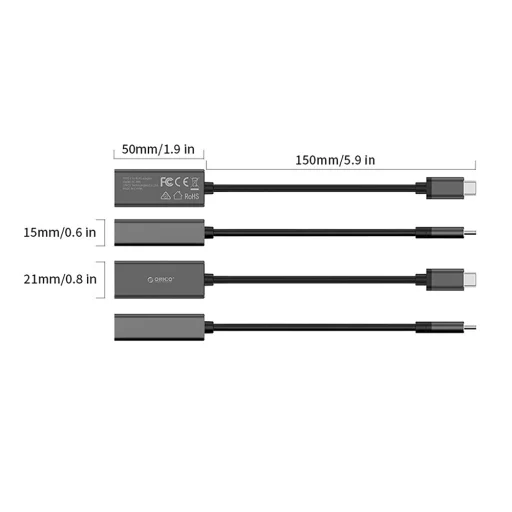Orico XC-R45-V1 gigabitový sieťový adaptér USB-C – RJ45, čierny - 4