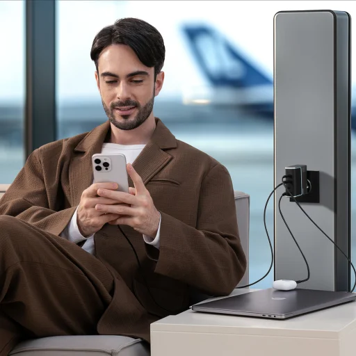 Cuktech AD1404UEU 140W GaN sieťová nabíjačka s 3 portmi USB-C a USB-A, USB-C káblom, sivá - 14