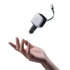 Cuktech CC903P 100 W-os autós töltő kijelzővel és 70 cm-es behúzható USB-C kábellel, szürke thumbnail