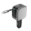 Cuktech CC903P 100 W-os autós töltő kijelzővel és 70 cm-es behúzható USB-C kábellel, szürke thumbnail