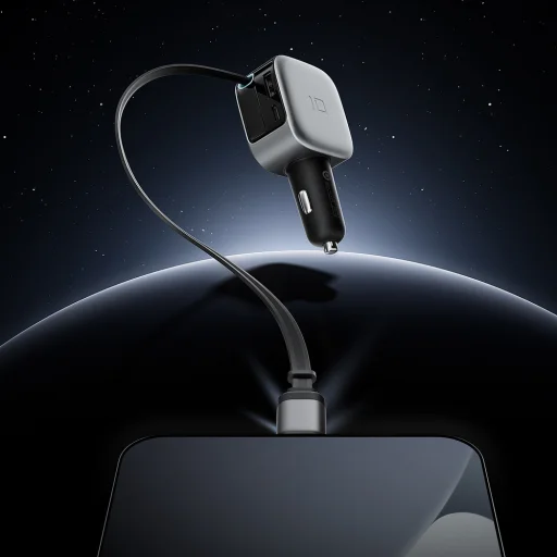 Cuktech CC903P 100W autonabíjačka s displejom a 70 cm samonavíjacím USB-C káblom, sivá - 24