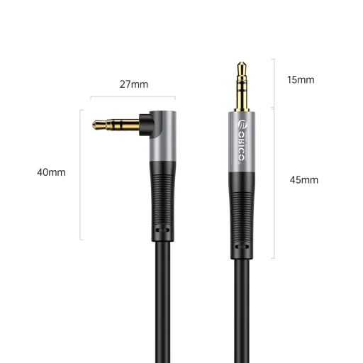 Orico AXW 3,5 mm audio kábel jack – jack, 90°, 5 m, čierny - 2