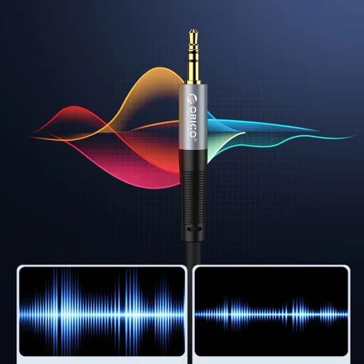 Orico AXW 3,5 mm audio kábel jack – jack, 90°, 5 m, čierny - 3
