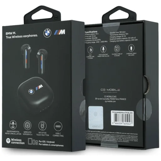 BMW Printed Logo TWS Bluetooth ENC slúchadlá, čierne - 6