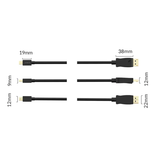 Orico XD-MDTH4 4K 30Hz kábel Mini DisplayPort na HDMI 3m - čierny - 6
