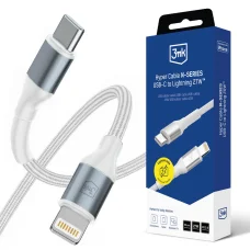 3mk Hyper Cable N-SERIES USB-C–Lightning kábel, 50cm, PD 3.0, 9V/3A, 27W, fehér