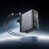Cuktech AD1204U 120 W-os GaN hálózati töltő kijelzővel és USB-C kábellel, ezüst thumbnail