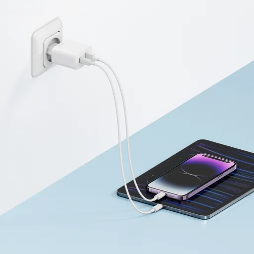 Cuktech A19 30W USB-A + USB-C sieťová nabíjačka - biela - 3