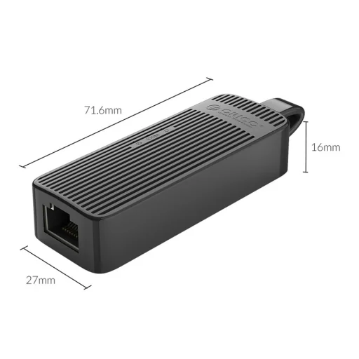 Orico UTK-U3 USB-A 3.0–RJ45 gigabitový sieťový adaptér, čierny - 5