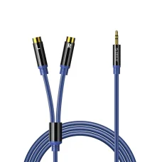 Orico AXRF 3,5 mm mini jack – 2× RCA samica, audio kábel, 2 m, modrý