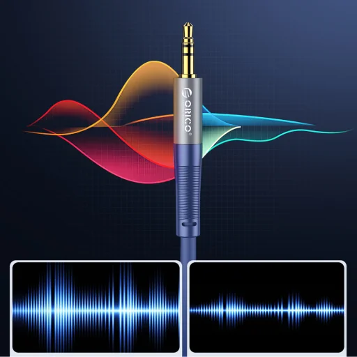 Orico AXRF 3,5 mm mini jack – 2× RCA samica audio kábel, 1,5 m, modrý - 5
