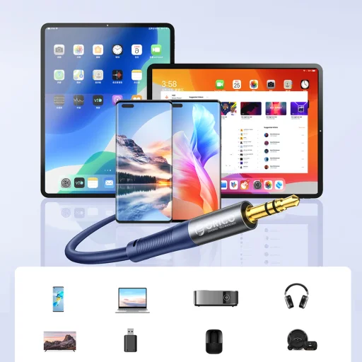 Orico AXRF 3,5 mm mini jack – 2× RCA samica audio kábel, 1,5 m, modrý - 6