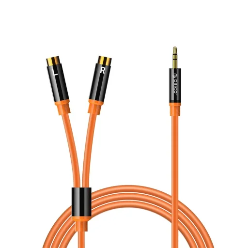 Orico AXRF 3,5 mm mini jack – 2× RCA samica audiokábel, 3 m, oranžový - 1