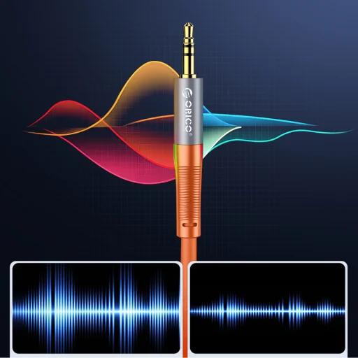 Orico AXRF 3,5 mm mini jack – 2× RCA samica audiokábel, 3 m, oranžový - 3