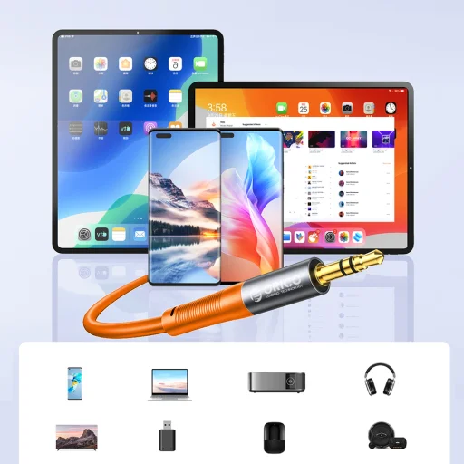 Orico AXRF 3,5 mm mini jack – 2× RCA samica audiokábel, 3 m, oranžový - 6