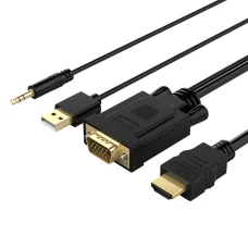 Orico XD-VATH VGA–HDMI kábel 3,5 mm-es mini jack és USB tápellátással, 5 m, fekete