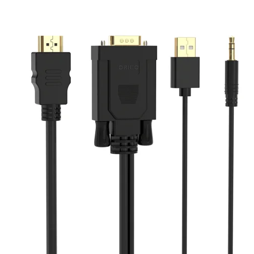 Orico XD-VATH VGA–HDMI kábel s 3,5 mm mini jackom a USB napájaním, 5 m, čierny - 2