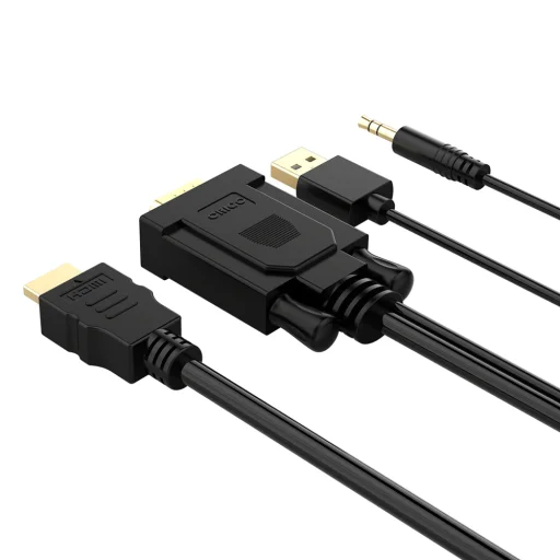 Orico XD-VATH VGA–HDMI kábel s 3,5 mm mini jackom a USB napájaním, 5 m, čierny - 4