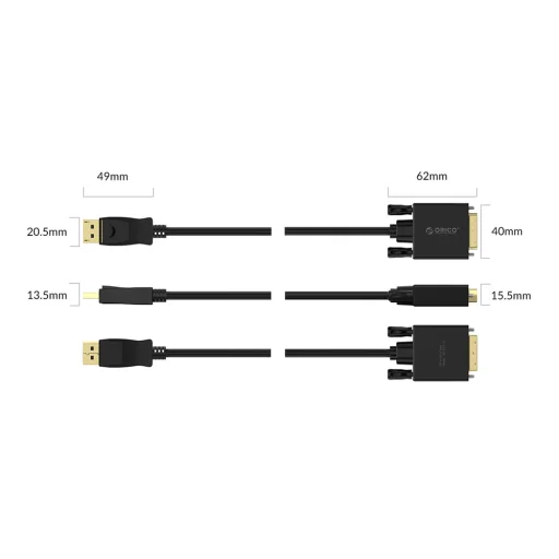 Orico XD-DTD kábel DisplayPort – DVI 4K 1 m, čierny - 6