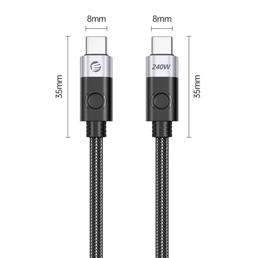 Orico CC240 USB-C – USB-C kábel, 240 W, USB4, 40 Gb/s, 8K 60Hz, 0,5 m, čierny - 2