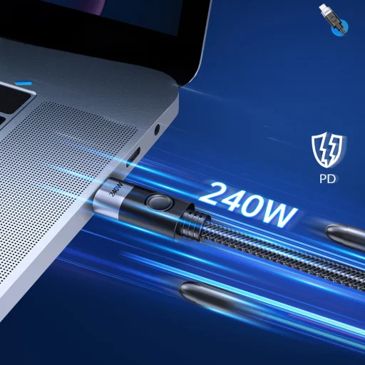 Orico CW240 USB-C – USB-C PD 240W, 1,5 m uhlový kábel, čierny - 5
