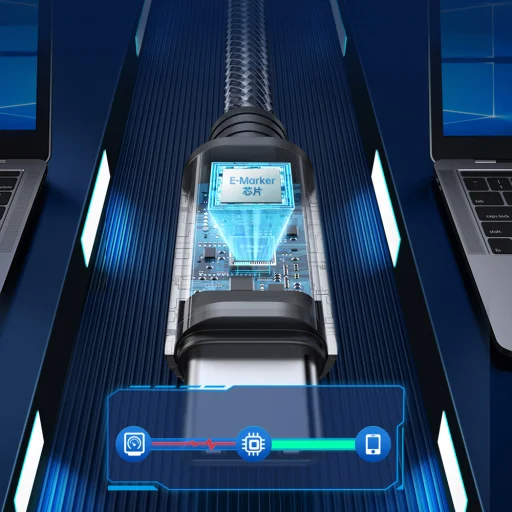 Orico CW240 USB-C – USB-C PD 240W, 1,5 m uhlový kábel, čierny - 9