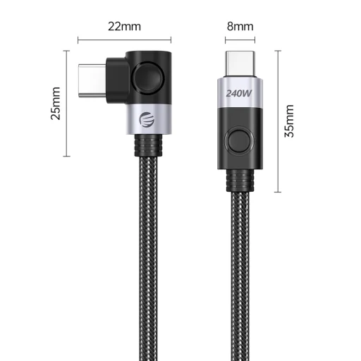 Orico CW240 USB-C – USB-C PD 240W, 1,5 m uhlový kábel, čierny - 2