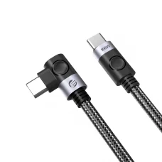 Orico C2CWT USB-C – USB-C PD derékszögű kábel, 100 W, 20 Gb/s, 2 m, fekete
