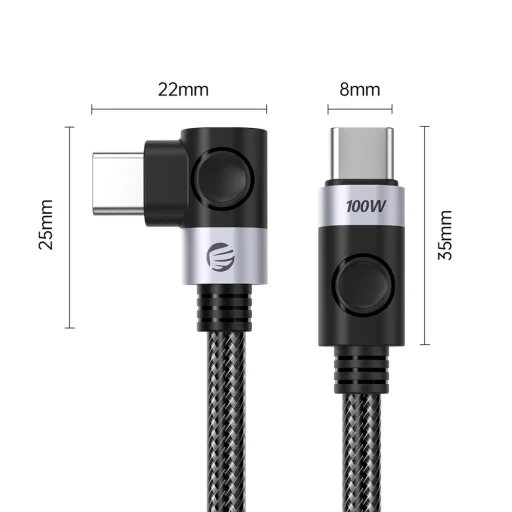 Orico C2CW USB-C – USB-C PD 100 W uhlový kábel, čierny, 0,5 m - 3