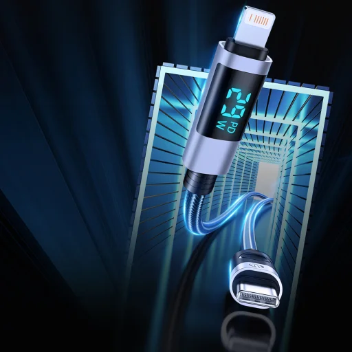 Orico LDA2L kábel USB-A – Lightning s LED displejom, 12 W, 0,5 m, čierno-strieborný - 5