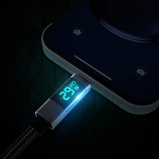 Orico LDA2L kábel USB-A – Lightning s LED displejom, 12 W, 0,5 m, čierno-strieborný - 7