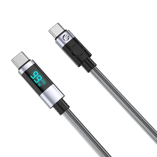 Orico LDC2C USB-C – USB-C PD 100 W kábel s LED displejom, 480 Mb/s, 2 m, 2 ks, čierny - 3