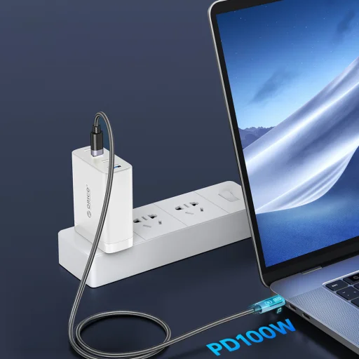 Orico LDC2C USB-C – USB-C PD 100 W kábel s LED displejom, 480 Mb/s, 2 m, 2 ks, čierny - 5
