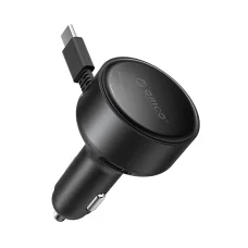 Orico FC-60-2C 60 W-os autós töltő behúzható USB-C kábellel, 65 cm, fekete