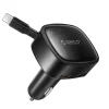 Orico FC-66-1A2C 66 W-os autós töltő beépített visszahúzható USB-C kábellel, fekete thumbnail