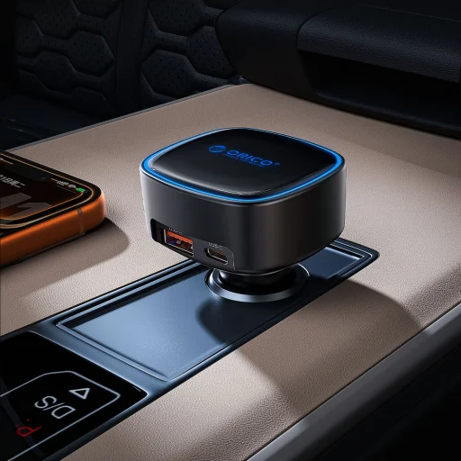 Orico FC-66-1A2C 66W autonabíjačka so zabudovaným samonavíjacím USB-C káblom, čierna - 10