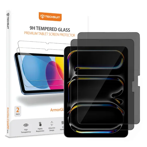 iPad Pro 11 (2024) / iPad Pro 11 (2025) Techsuit ArmorGlass CrystalHD privátne ochranné tvrdené sklo, 2 ks - 1