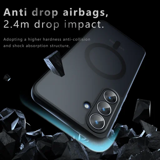 Matné čierne puzdro Techsuit PureFrost MagSafe pre Samsung Galaxy S26 FE - 2