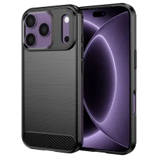  iPhone 18 Pro / iPhone 17 Pro fekete Techsuit Carbon Silicone ütésálló szilikon tok