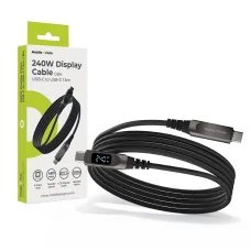 Mobile Origin CB4 240 W-os kijelzős USB-C–USB-C kábel, 1,5 m, asztroszürke