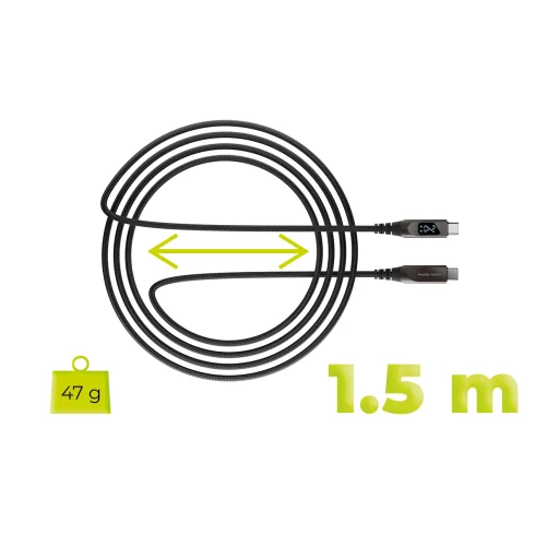 Mobile Origin CB4 240 W kábel s displejom USB-C – USB-C, 1,5 m, vesmírne sivý - 12