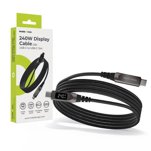 Mobile Origin CB4 240 W kábel s displejom USB-C – USB-C, 1,5 m, vesmírne sivý - 1