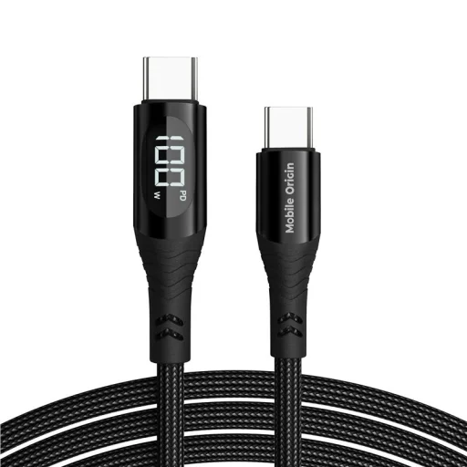 Mobile Origin CB2 USB-C – USB-C kábel s displejom 100 W 1,5 m čierny - 4